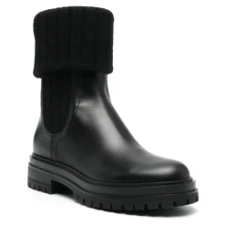 Chelsea Boots^Gianvito Rossi Læder Strik Støvler Italien Sort