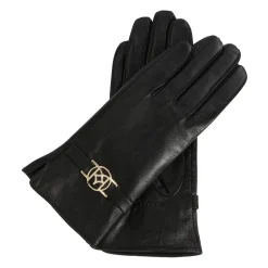 Handsker^Kazar læderhandsker med monogramrem Sort