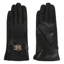 Handsker^Kazar læderhandsker med monogramrem Sort