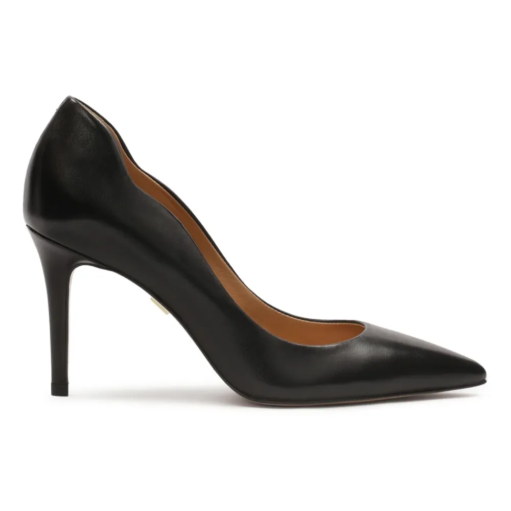 Pumps^Kazar læderpumps med bølget overdel Sort
