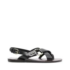Sandaler<SOEUR Lædersandaler med Tåring Sort