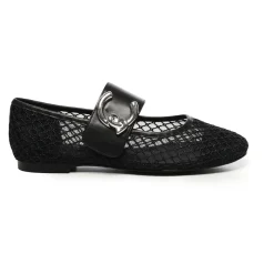 Ballerina Sko<Coccinelle Mesh Flade Sko med Logo Sort