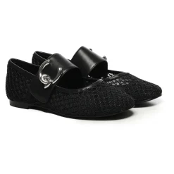 Ballerina Sko<Coccinelle Mesh Flade Sko med Logo Sort