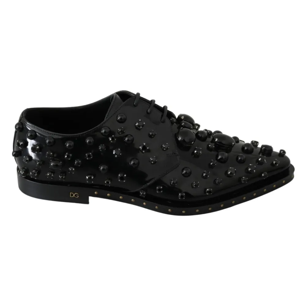 Snøresko<Dolce & Gabbana Patentlæder Snøresko Sort