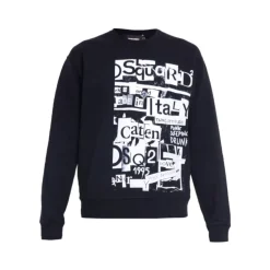 Trøjer|Sweatshirts<Dsquared2 Sort Sweatshirt med Trykt Logo Blå