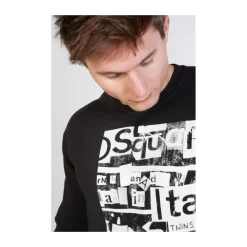 Trøjer|Sweatshirts<Dsquared2 Sort Sweatshirt med Trykt Logo Blå