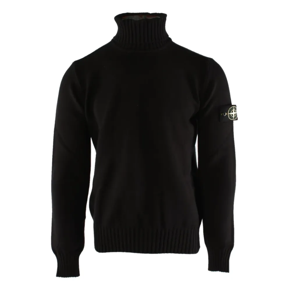 Strik<Stone Island turtleneck sweater Sort