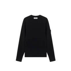 Strik<Stone Island Uld Crewneck Sweater Sort
