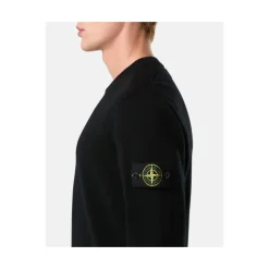 Strik<Stone Island Uld Crewneck Sweater Sort