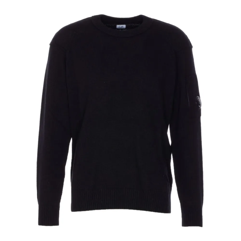 Strik<C.P. Company uld-blandingsrundhals sweater Sort