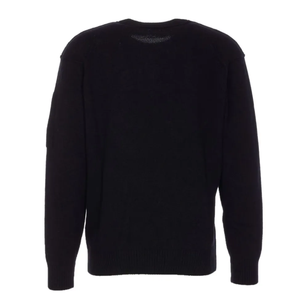 Strik<C.P. Company uld-blandingsrundhals sweater Sort