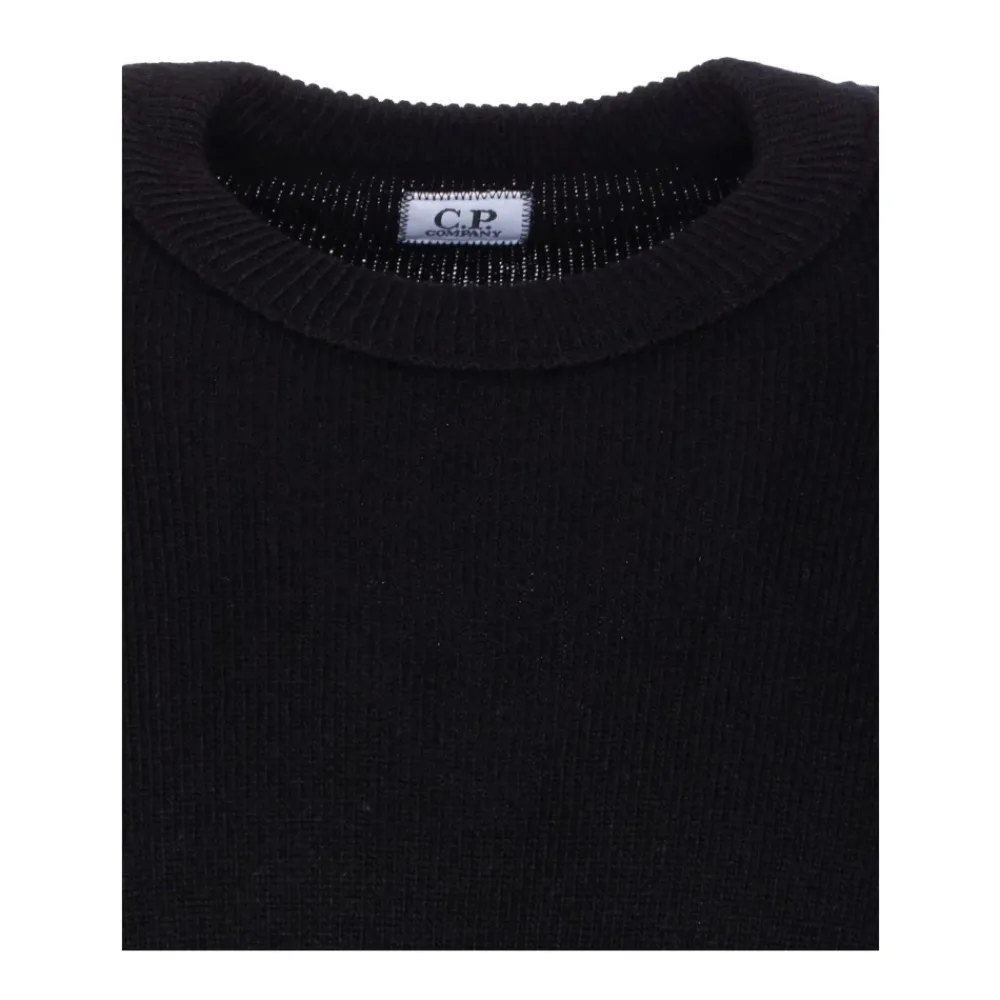 Strik<C.P. Company uld-blandingsrundhals sweater Sort