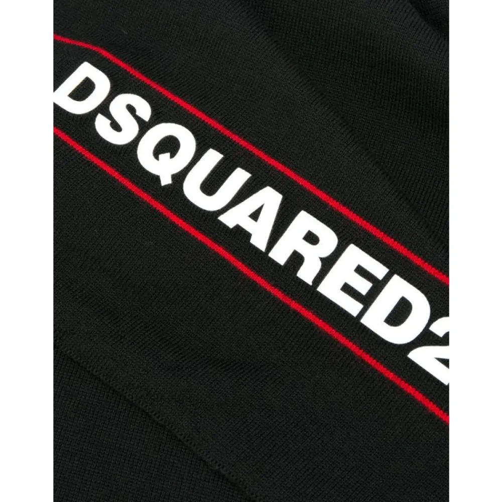 Halstørklæder Og Tørklæder<Dsquared2 Uldstrik Tørklæde Sort