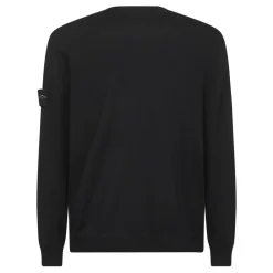 Strik<Stone Island uldtrøje med badge Sort