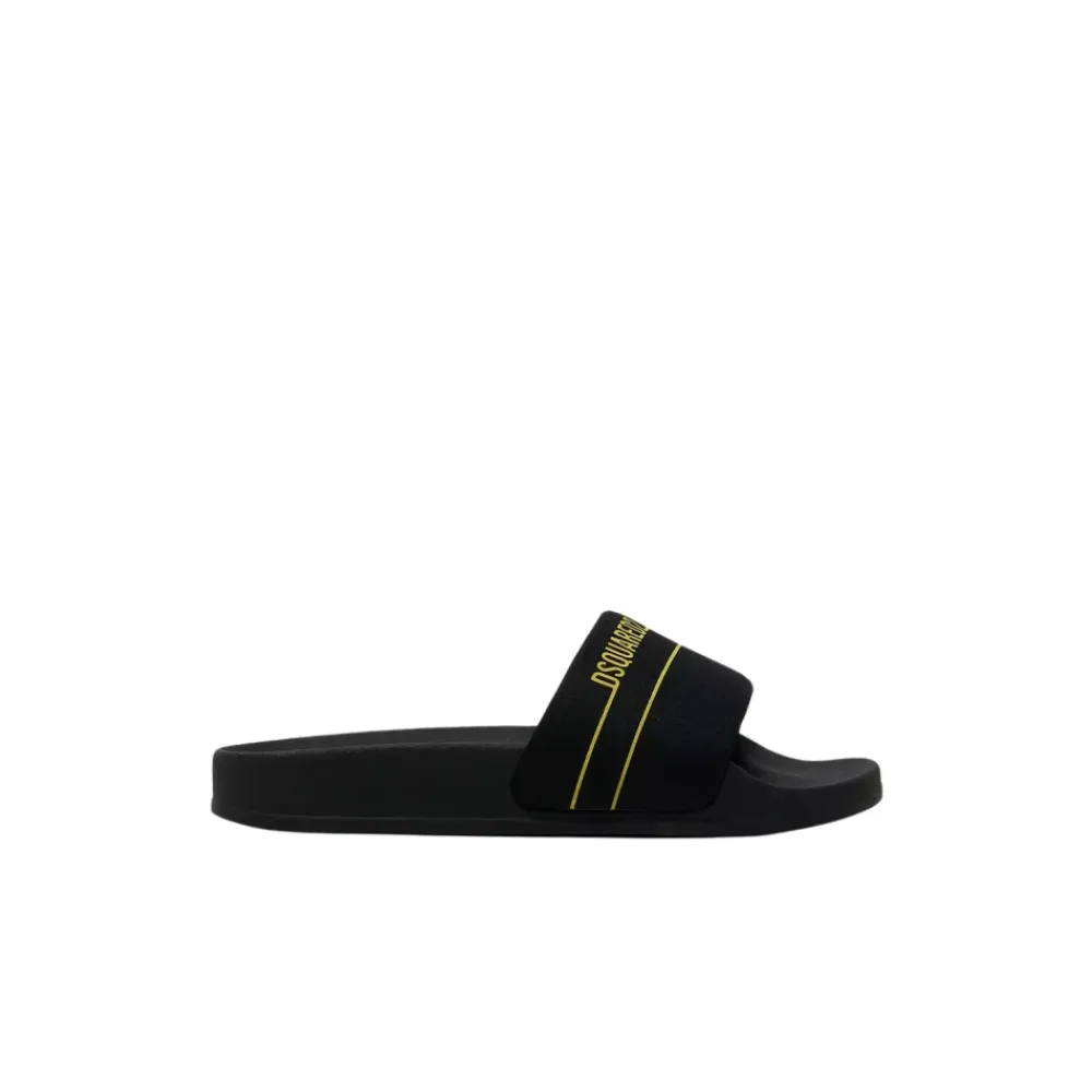 Sandaler^Dsquared2 e børnesandaler med gult logo Sort