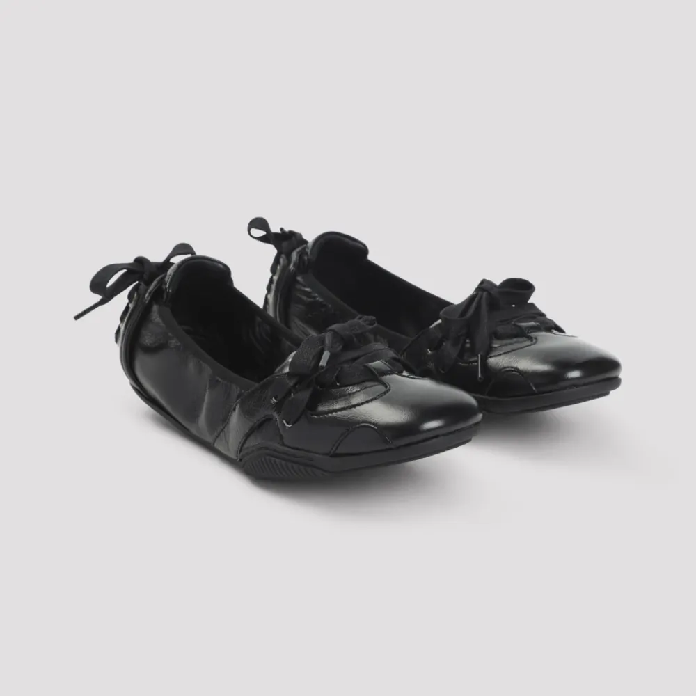 Ballerina Sko^Acne Studios e Læder Ballerina Snøresko Sort