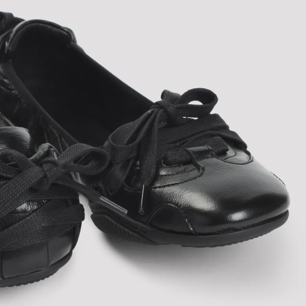 Ballerina Sko^Acne Studios e Læder Ballerina Snøresko Sort
