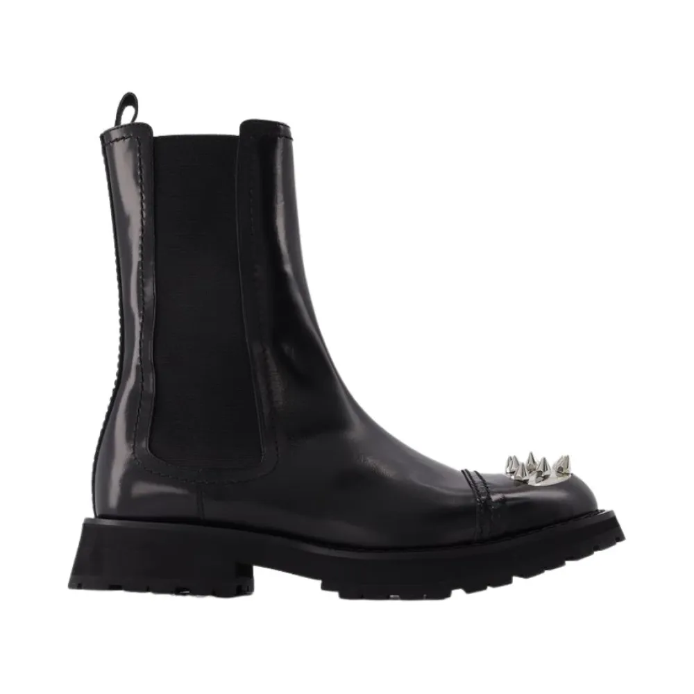 Chelsea Boots|Støvler<Alexander McQueen e Læderstøvler med Nitter Sort