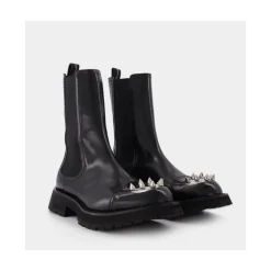 Chelsea Boots|Støvler<Alexander McQueen e Læderstøvler med Nitter Sort