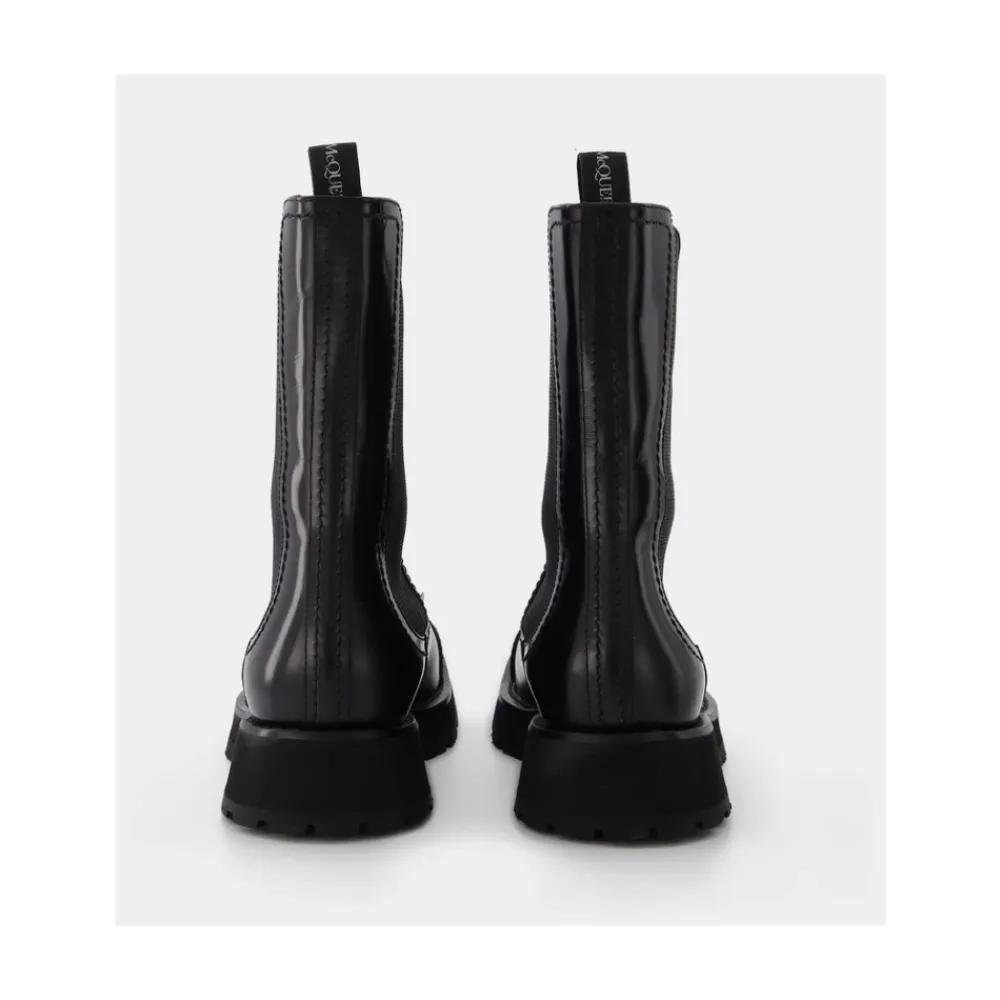 Chelsea Boots|Støvler<Alexander McQueen e Læderstøvler med Nitter Sort
