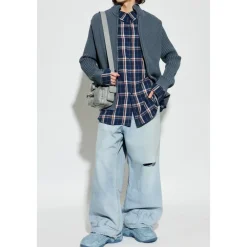 Strik^Balenciaga STAND-UP COLLAR CARDIGAN Grå
