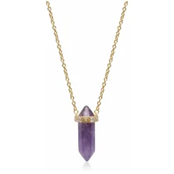 Smykker^Nialaya Sterling Silver Amethyst Crystal Necklace with Engraved Evil Eye Detail Gul