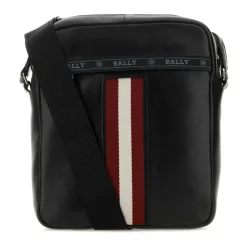 Tasker^Bally Stilfuld Læder Crossbody Taske Sort