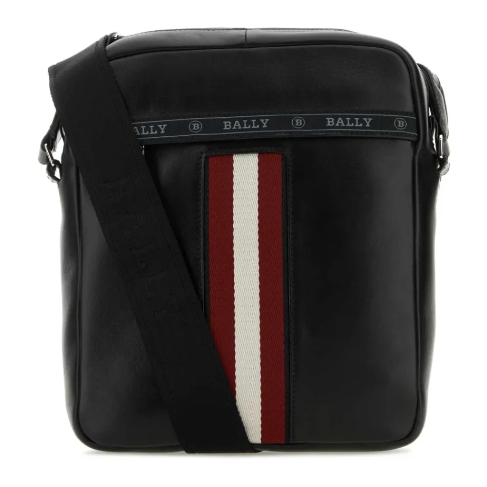Tasker^Bally Stilfuld Læder Crossbody Taske Sort