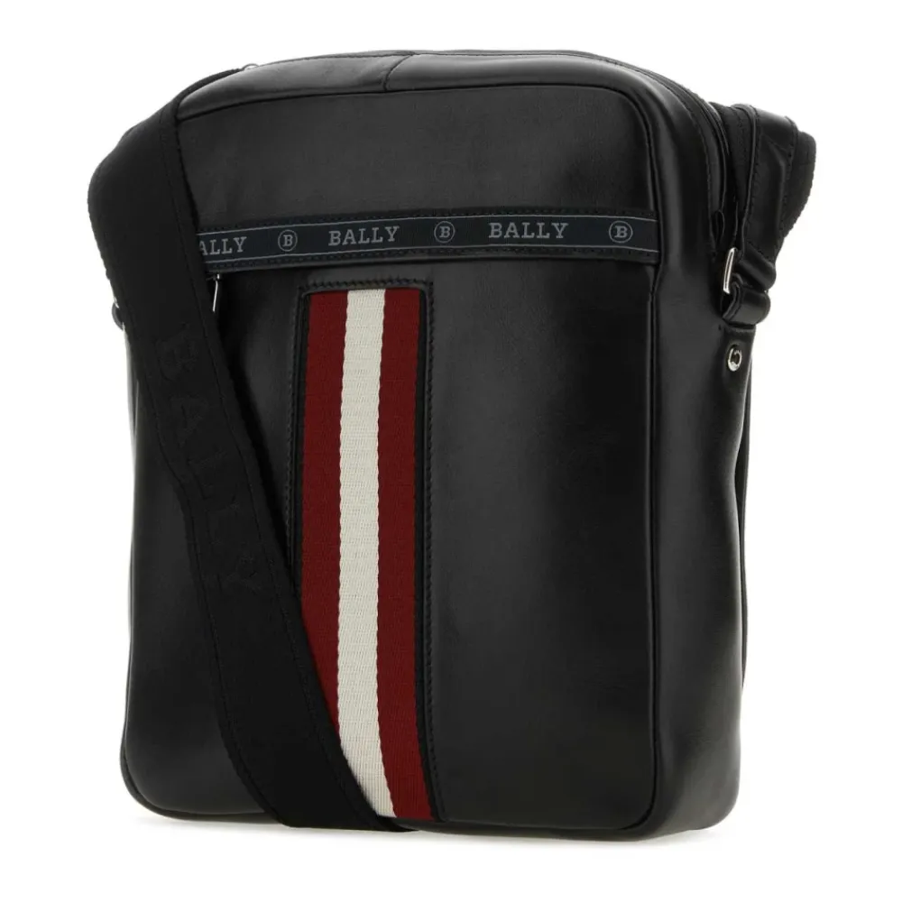 Tasker^Bally Stilfuld Læder Crossbody Taske Sort
