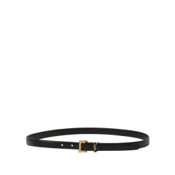Bælter<Saint Laurent Stilfuldt læderbælte med metal spænde Sort