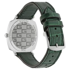 Ure<Gucci Stålur, 3 Vinduer, Alligatorrem Grøn