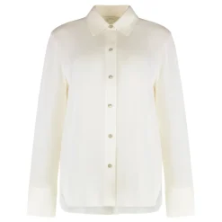 Bluser & Skjorter^Vince Stretch-Silke Bluse med Knapper Hvid
