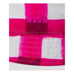 Huer, Kasketter & Hatte|Huer & Kasketter<MSGM Stribet bomuldshat med broderet logo Pink