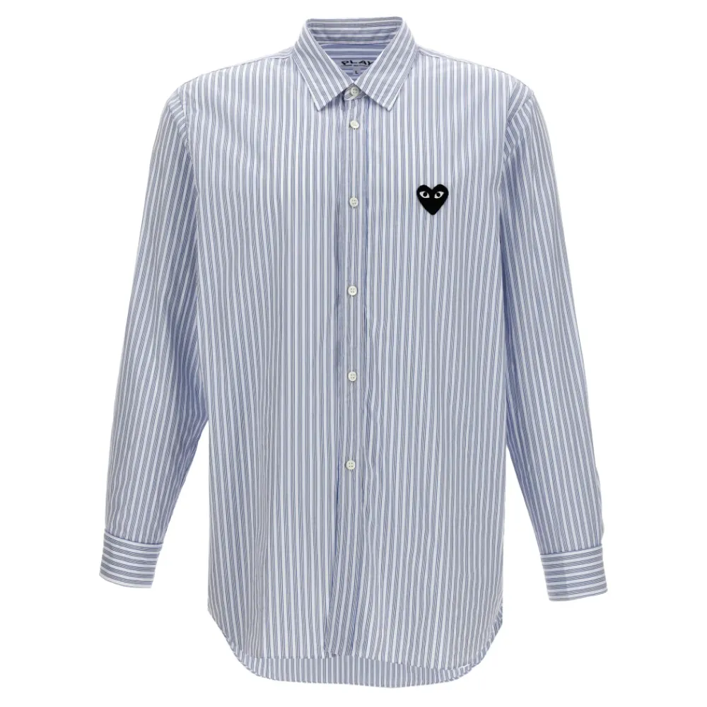 Skjorter<Comme des Garçons Play Stribet bomuldsskjorte Blå