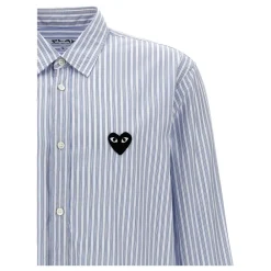 Skjorter<Comme des Garçons Play Stribet bomuldsskjorte Blå