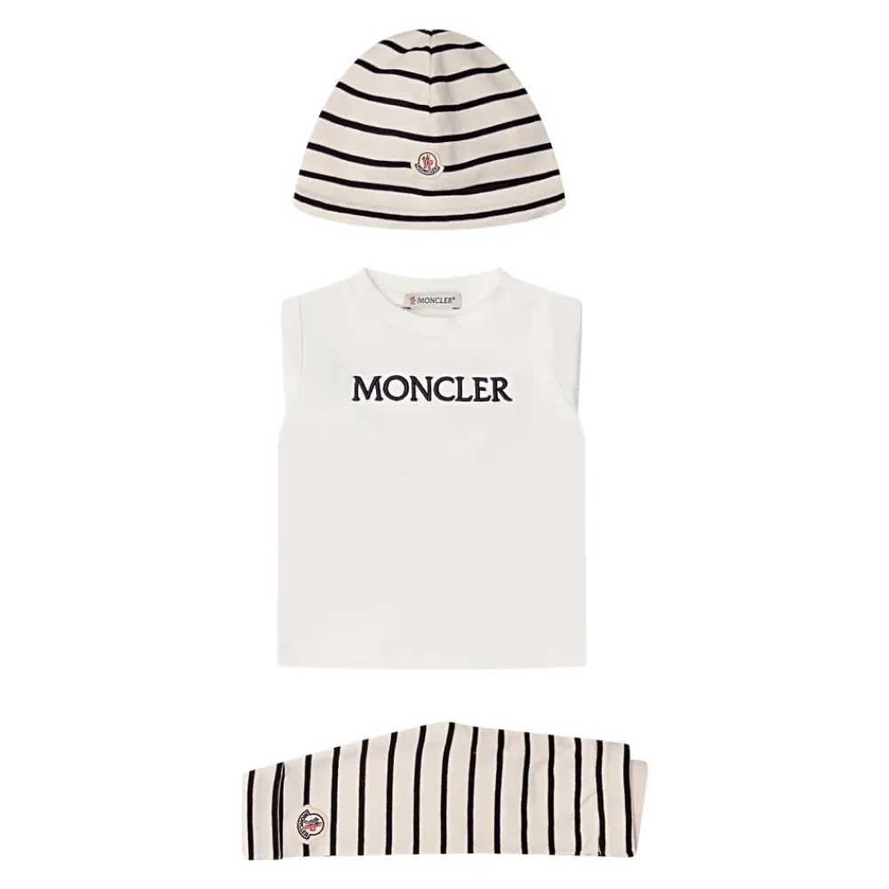 Bodystocking & Sæt^Moncler Stribet bomuldssæt Hvid