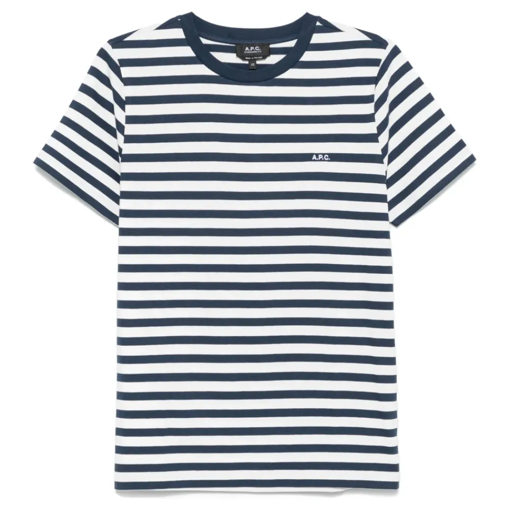 T-Shirts^A.P.C. Stribet Navy T-shirt Multifarvet
