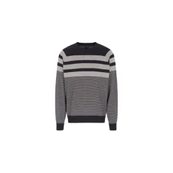 Strik^Armani Exchange Stribet rundhals sweater Blå