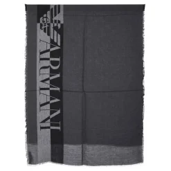 Halstørklæder Og Tørklæder^Emporio Armani Stribet tørklæde med overdimensioneret logo Grå