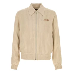 Jakker<Amiri Stribet Zip-up Jakke Beige