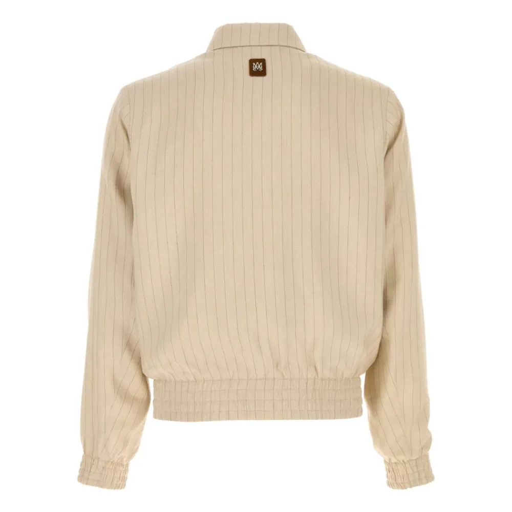Jakker<Amiri Stribet Zip-up Jakke Beige