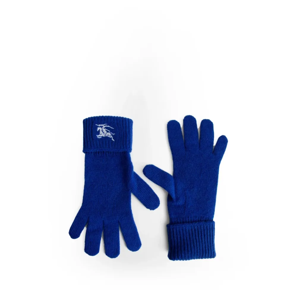 Handsker|Handsker<Burberry Strikkede Equestrian Cashmere Handsker Blå