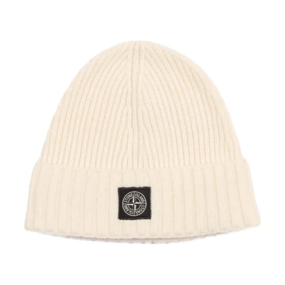 Huer & Kasketter^Stone Island Strikket Beanie Hat KIDS Beige