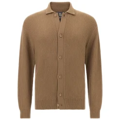 Strik<Boggi Milano Strikket Merino Uldjakke Brun