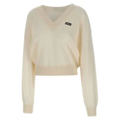 Striktrøjer & Sweatere^ROTATE Birger Christensen Strikket V-hals Sweater Hvid