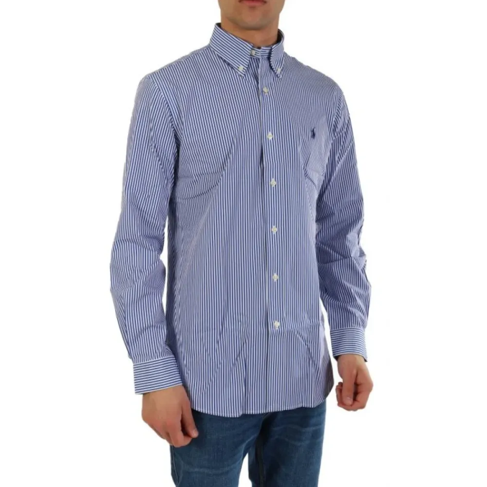 Skjorter<Ralph Lauren Stripet Stretch Poplin Skjorte Blå