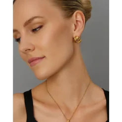 Smykker^Nialaya Stud Knot Earrings in Gold Gul