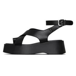 Sandaler^Cesare Gaspari Suede Cross-Strap Sandals - Black Sort