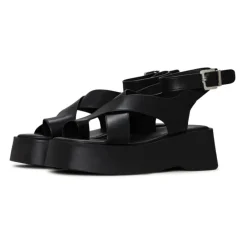 Sandaler^Cesare Gaspari Suede Cross-Strap Sandals - Black Sort