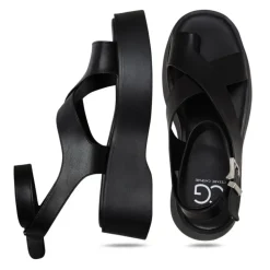 Sandaler^Cesare Gaspari Suede Cross-Strap Sandals - Black Sort